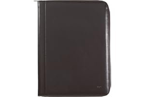 Nuvola Pelle Cartera portadocumentos A4 de Piel Organizador de Trabajo Portablocs de Notas Portaboligrafos con Cremallera Alrededor Marron Oscuro