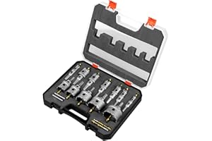 SALI Lochsäge Hartmetall-Bohrer 12 Stück TCT-Metall Lochsäge Bohrer Set Ø 14-54 mm Lochsägen-Set mit Titanbeschichteter Zentrierbohrer Ideal für Löchern in Edelstahl,Eisen,Legierung,Holz,Kunststoff
