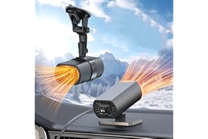MOMOTOU Chauffage de Voiture 2 en 1 12 V 120 W Ventilateur Portable 360 ° Air Chaud et Froid Dégivrage réglable Anti-buée Chauffage d'hiver (12V)