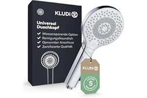 KLUDI-X3 Universal Duschkopf wassersparend als Option, Duschbrause mit 3 Strahlarten (Body, Hair, Skin), reinigungsfreundlicher Brausekopf Ø 11,7 cm, Shower Head, Chrom