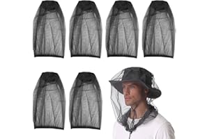 Gcroet 6pcs Mosquito Kopfnetz Schwarz Midge Net Atmungsfreie Net -Kopf -Deckung für Hut -Sonnenschutz Moskitonetz für Wandercampingfischen