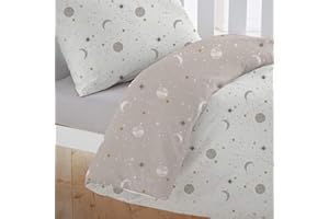 Silentnight Safe Nights Cot Bed Duvet Set - Breathable 100% Cotton Jersey - Super Soft Kind to Skin - Duvet Cover & Pillowcase for Toodler Child Junior Quilt - 150x120cm - Hypoallergenic, Celestial