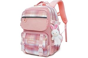 Amythe Cartable Fille Primaire Kawaii, Sac à Dos pour Enfant Adolescent 8-16 10 ans, Sac Ecole Imperméable Grande Loisir Mode, Idéal pour L'école et Les Voyages, Rose