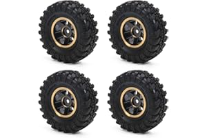 RCAWD FCX24 1/24 1/18 Rad Reifen,4 x Vollmessing 2,5 cm Beadlock-Rad Reifen Kleber gratis 62 g für FMS EAZYRC ROC Hobby FCX24 1/24 und 1/18 Crawlers Upgrade Teil (schwarz)