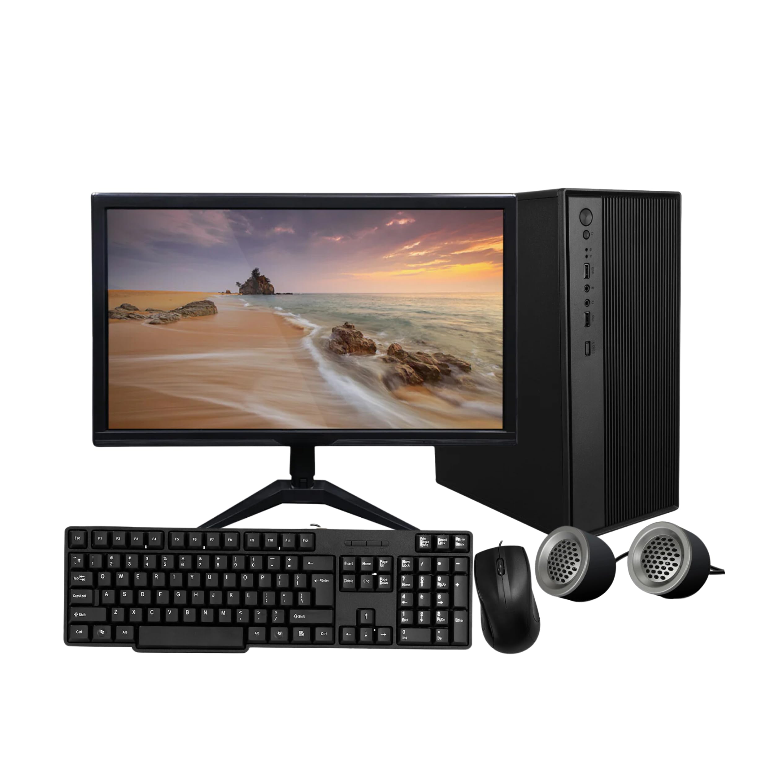 (Refurbished) TECNICO Desktop Computer Set, 20-inch Full Monitor, Core i5 4th Gen, 8GB RAM, 256GB SSD, Windows 10 Pro with Keyboard, Mouse, Speakers