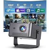 【Android 14 &amp; 800 ANSI】 Smart Projector 4K Supports, 1080P Native Portable | Auto Focus Trapezoidal Correction, WiFi 6 BT 5.4
