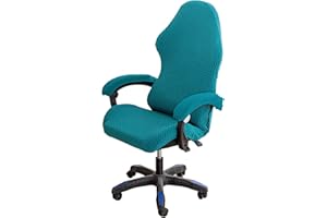 LIFEDX Rozciągliwe pokrowce na krzesła do gier, ergonomiczne pokrowce na krzesło biurowe z 1 parą pokrowców na podłokietniki, zdejmowane, do fotela biurowego w stylu wyścigowym, bez krzesła, niebieskie