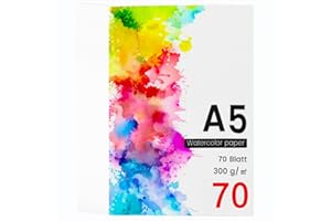 RMIVEGLIA A5 Carta per acquerello – Blocco con 70 fogli 300g/m² – Carta senza acidi ideale per acquerelli, gouache e acrilico – Supporto resistente per artisti e hobby creativi