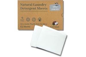 Simple Living Eco, Laundry Detergent Sheets, Simplify Your Washing With Our Compact Laundry Sheets, Eco Washing, Non Bio & Skin-Friendly, (64 Sheet Pack, Coconut) 2 Pack