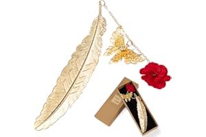 ZLLKEJI Marcadores de Libros Metal Punto de Libro con Mariposa y Colgante de Rosas Marcapáginas de Plumas Regalo Creativo para Maestros,Lectores, Estudiantes,Amigos