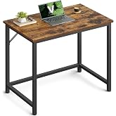 VASAGLE Computer Desk, Office Desk, 80 x 50 x 75.5 cm | For Study, Bedroom, Living Room, Rustic Brown and Matte Black, BARNET