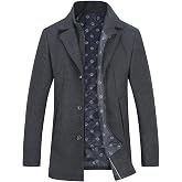 Manteau Homme Laine Hiver Chaud Trench Caban Slim Fit - Col Amovible Business