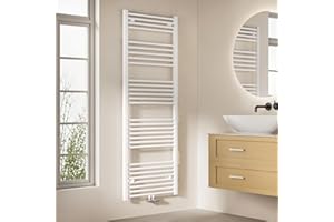 EMKE Badheizkörper Gerade 160x60 cm - Handtuchheizkörper mit Mittelanschluss, Effizienter Handtuchwärmer Handtuchtrockner Handtuch Heizkörper Bad, Weiß, 762W