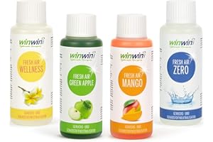 winwinCLEAN® 4 x fresh AIR 100ml Raumluftdeo I Luftreinigungs-Konzentrat I Für Luftreiniger, Air Purifier & Raumluftreiniger mit Wasserfilter I Entfernt Pollen, Staub, Tierhaare, Schimmel, etc.