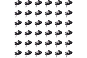 Swpeet 60-pack svarta 1/4-tums nylonplast R-typ kabelklämmor klämkit, nylonskruv monteringssladd fästklämmor med 60-pack skru