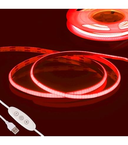 ALITOVE Tira De LED COB De 12 V 252 LED/m Tira De LED 5 M Rojo 8 Mm De