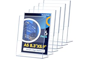 Fhintory expositor metacrilato A5，6 Piezas Soporte de Sobremesa Transparente Forma de L, expositor sobremesa para Restaurantes, Hotel, Tienda