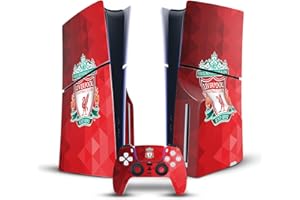 Head Case Designs Officially Licensed Liverpool Football Club Crest Red Geometric Art Vinyl Gaming Skin Decal Compatible With Sony PlayStation 5 PS5 Slim Disc Edition Console & DualSense Controller