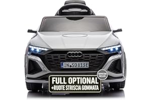 TOYSCAR Auto Macchina Elettrica per Bambini 12V Audi SQ8 e-Tron Sedile Pelle con TAPPETINI Telecomando Cintura di Sicurezza Porte Apribili (Grigio)