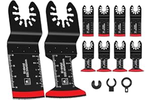 LOYALAEU 10PCS Lames de Scie Oscillantes Lame de Scie Universelle Compatibles avec Dewalt Makita Bosch Milwaukee Outil Multifonction avec Bord Incurvé pour Métal Bois Vis（10 BIM, longueur standard）