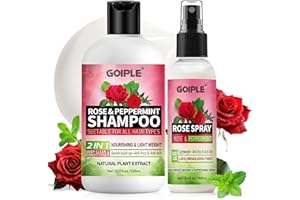 WOZUTUNT Shampoing et Après-Shampoing pour Tous Types de Dreadlocks, Tresses et Torsades, à L'eau de Rose et à la Menthe, Shampoing pour Cheveux Bouclés et Spray, Shampooing Rose Hydratant 2 PCS