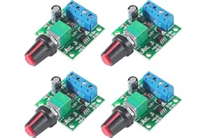 AOICRIE DC 12v PWM motor speed controller,1.8V 3V 5V 6V 12V 2A Speed Adjustable Switch Module, Variable Voltage Regulator Dimmer Governor Switching Build with LED Indicator and Switch Function (4pcs)