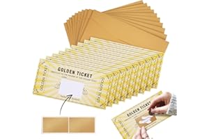 DHFUCNKO 10 Pack Golden Ticket Scratch-Off Cards with Envelopes, Deluxe Golden Ticket Surprise Scratch Off Card, Scratch Card Reveal, Gifts for Men or Gifts for Women, Birthday Voucher