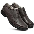Safety Shoes : Leather Formal Brogue Shoes with Steel Toe, Memory Foam Footpad & Anti Skid, Heavy Duty Rubber Sole.