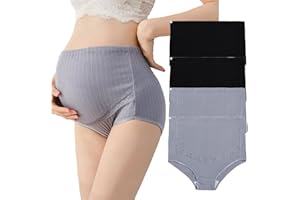 AUTUCAU Maternity Cotton Underwear High Waist Adjustable Pregnancy Seamless Soft Hipster Panties Over Bump 4-Pack