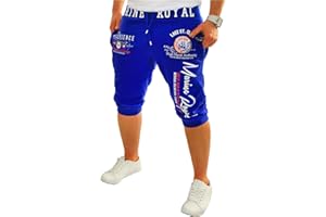 Jaylvis Herren Short Shorts Bermuda Kurze Hose Sommer Steetwear 3/4 Marine Royal Camouflage (B.3484)