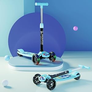 Cockatoo Rat&Cat Series Happy-Hooper Kick Scooter for Kids, Kick Scooter with Led Lights in PVC Wheel, 3 Adjustable Height Scooter, Age Upto 3  Years & 50 Kg Weight Capacity Blue