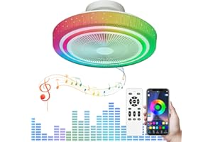 CANEOE Ventilatore da Soffitto con Luce, Lampadario con Ventilatore da Soffitto RGB, 50CM Dimmerabile Plafoniera con Ventilatore con Telecomando, Silenzioso applicabile a soggiorno, camera da letto