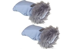 Manoplas Carrito Bebé Rosy Fuentes- Con Forro Polar Interior - Guantes para Carro Bebé - Tejido Suave y Agradable - Manoplas Carro Bebé Universales 0-azul empolvado