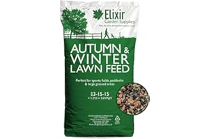 Elixir Gardens Autumn Winter Fertiliser, Sports Field, Paddock and Lawn Feed | Made in UK, Optimized for British Climate | NPK 3-15-15+5.2% S+2.6% Mg | x 10kg Bag Treats 200sqm