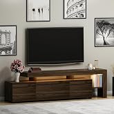 Beliz Modern LED Lighted 3 Cover, Shelved TV Stand &ndash; 192 cm, Walnut