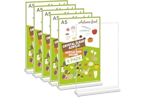 Yarotm Expositor Sobremesa A5 - Pack de 6 Pantalla de Mesa a5 - Soportes Acrílicos Porta Menus Restaurante Marco de Fotos Transparente - Soporte de Sobremesa A5