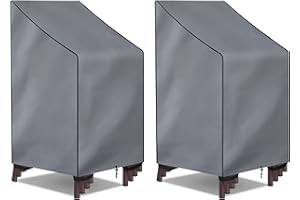 bonsport 2 x Covers for Garden Chairs High-Backed Chair Cover for up to 6 Chairs Made of 600D Oxford Polyester - Protective Cover Stacking Chairs Cover Garden Furniture Grey