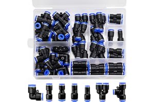 46 delar pneumatiska kontakter 8 mm set Rak/Vinkel/T-/Splitter-anslutning reduceringsport, PU-8, PE-8, PV-8, PY-8, PG6-4, PG8