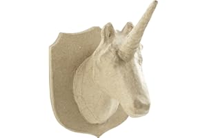 Clairefontaine ES Décopatch – Cabeza de unicornio de papel maché, 18 x 15,5 x 21 cm – marrón