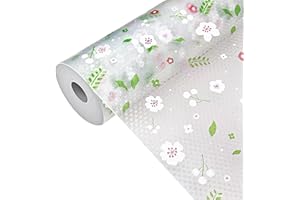 Chingde Forro para cajones de Armario, Estantería cajón de Papel Liner Protector para Cocina cajones no Adhesivo Anti-Moho Antideslizante Impermeable Alfombrilla de cajón, (30x300cm, Flores)