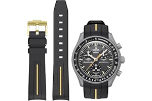 BONACE Pasek do zegarka Omega x Swatch MoonSwatch / zegarka Rolex / zegarka SEIKO 20 mm, miękka guma Omega X, Swatch Moonswatch Speedmaster, zakrzywiony, bez przerwy, pasek do zegarka księżycowego,