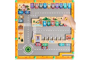 Libershine Giocattoli per Bambini Montessori età, Labirinto Magnetico in Legno Parcheggio Dell'alfabeto Giochi Educativi Interattivi Bambini Gioco 2 3 4 5 Anni, Regalo Bambino Natale Compleanno