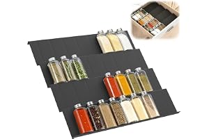 Euqvunn 8-Pack Kryddorganisator för Låda, Expanderbart Kryddställ för Inuti Skåp Justerbart från 23 cm till 46 cm, Kryddorgan