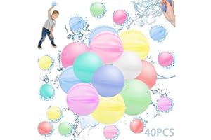 VEEKAY 40 Stück Wasserbomben Wiederverwendbar,Nachfüllbare Wasserbomben,Schnell Befüllbare Silikon Wasserball,Magic Splashy Balls,Silikon Wasserbomben,Eine Sekunde Schnellfüller Wasserbomben