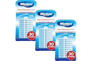 SERENETOUCH Wisdom Clean Between Pro Interdental Brushes Fine Blue – 3 Packs of 30 (Total 90 Brushes) – Dentist Recommended Floss Alternative for Plaque Removal & Gum Health