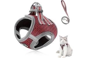 GRANTOP Imbracatura per gatti con guinzaglio, resistente agli errori, guinzaglio per gatti con imbracatura per gatti, regolabile a prova di rottura, riflettente, set di stoviglie per gatti di piccola taglia