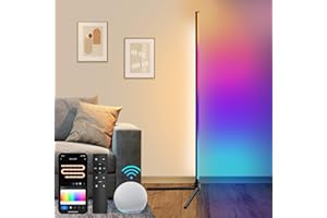 Fortand LED Ecklampe, WiFi RGBCW Stehlampe Wohnzimmer Dimmbar LED Standleuchte Kompatibel mit Alexa/Google Home, Eckleuchte mit Fernbedienung Modern Leselampe Smart Stehleuchte Schlafzimmer, 155CM
