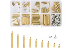 SMATIME 270Pcs M2 Male Female Hex Brass Spacer Copper Brass Pillar Standoff Spacer Pillar, Standoff Circuit Spacer with Plastic Box, PCB Board Nut Screws Kit for Electronics Computers PCB Board DIY Drone