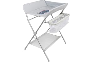 ONVAYA® Wickeltisch klappbar | Wickelkommode mit Auflage | platzsparend & mobil | Wickelkombination mit Ablage und Aufbewahrungskorb | höhenverstellbar | Traglast bis 15 kg | Dino - Modell 2022