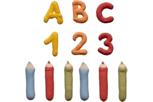 Kaffeehaus Diamant - Zuckerfiguren zum Schulstart - kunterbunte Figuren für Kuchen oder Muffins - ABC - 123-6 Stifte - Tortendekoration zur Einschulung